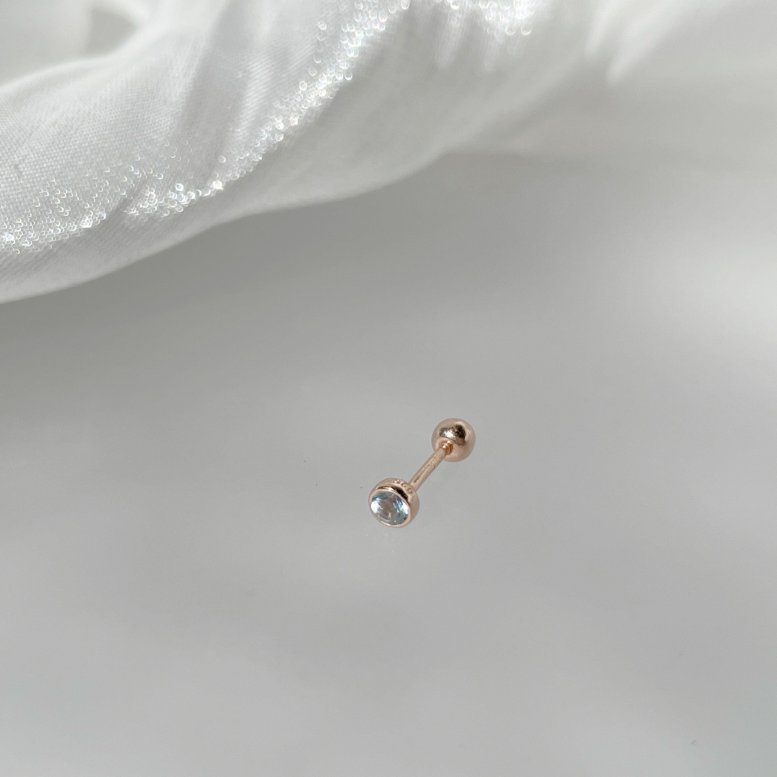 Lego鑽面小圓托帕石轉珠耳環