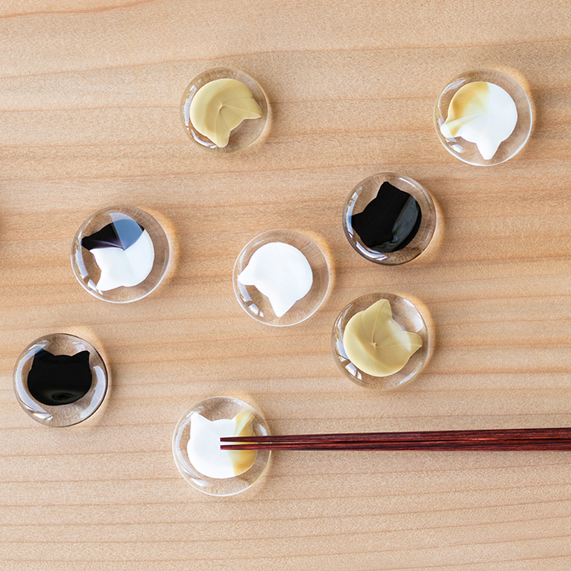 ADERIA coconeco 石塚硝子 貓兒筷子架-黑色