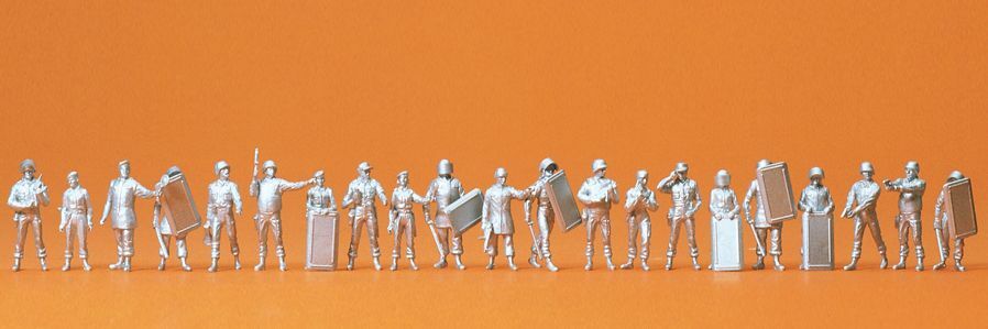 Preiser 16350 HO規 Police in action 行動中的警察 21人 未上色