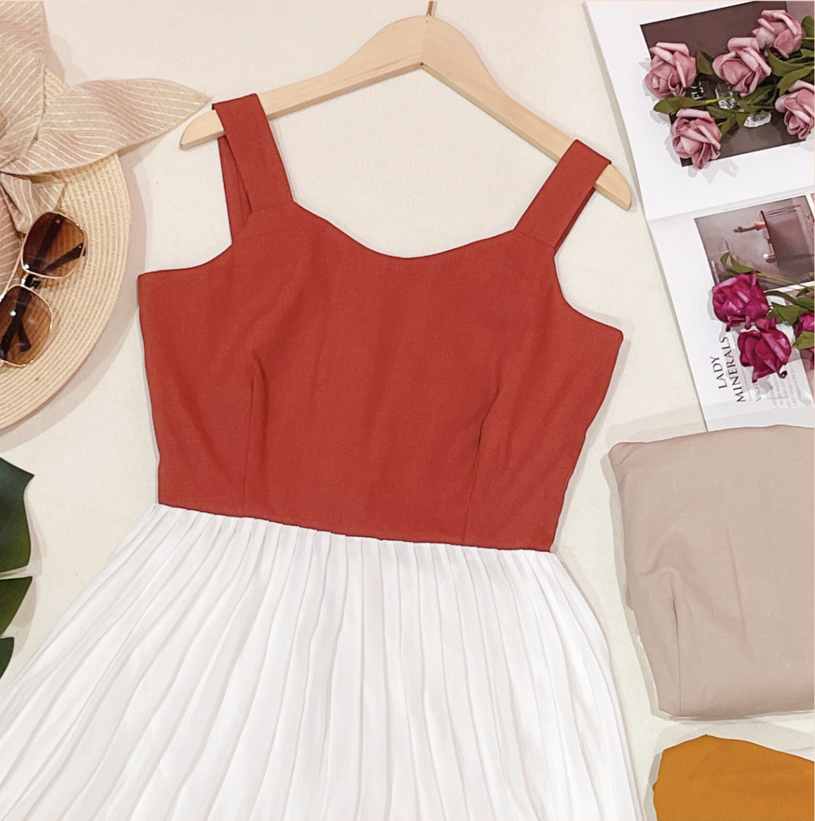 V11642 - Pleated Sleeveless Jumpsuit