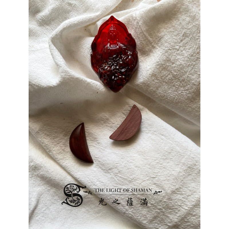 檀香袖珍迷你純手工製作檀木筊杯 可隨身攜帶－光之薩滿