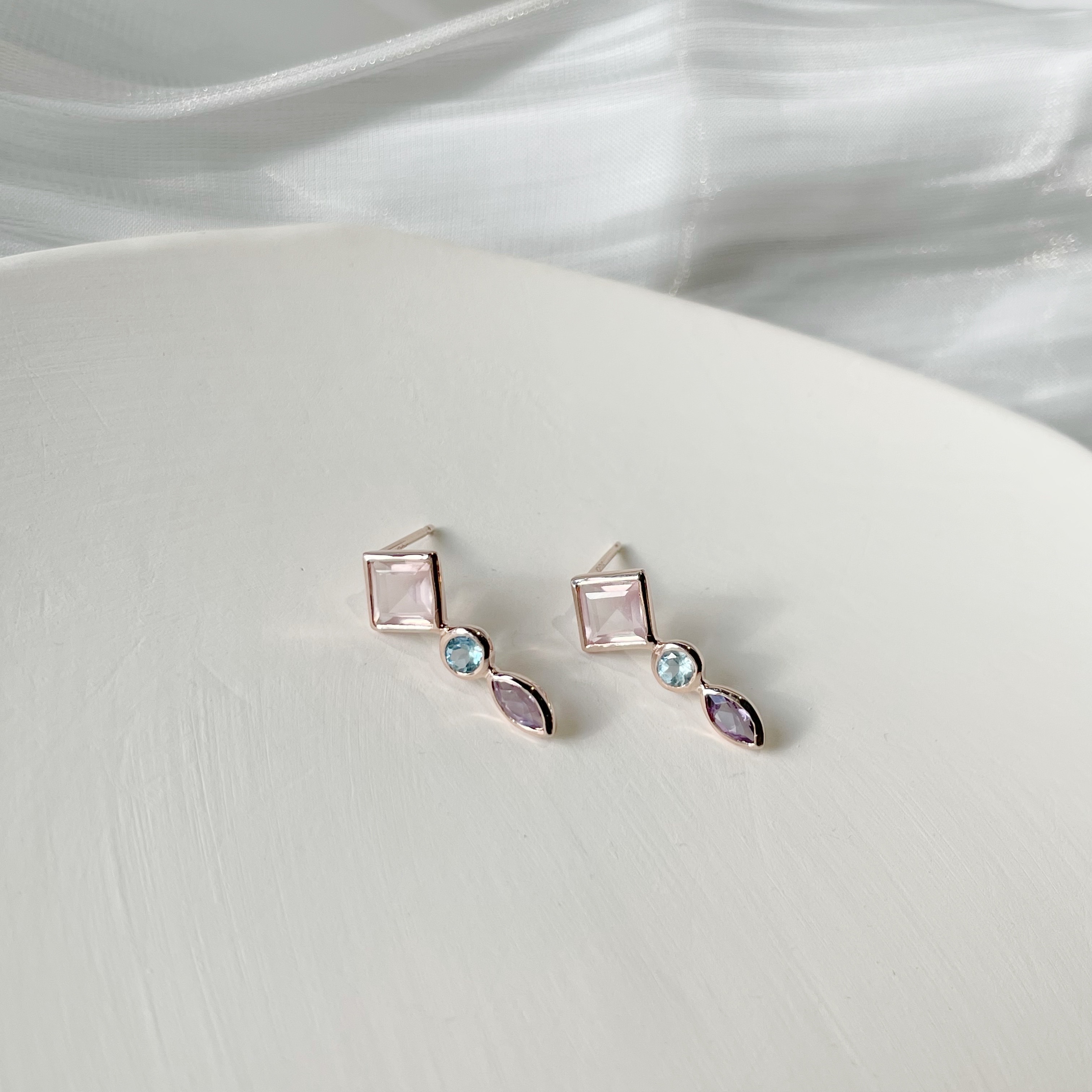 Lego Kite粉晶耳環