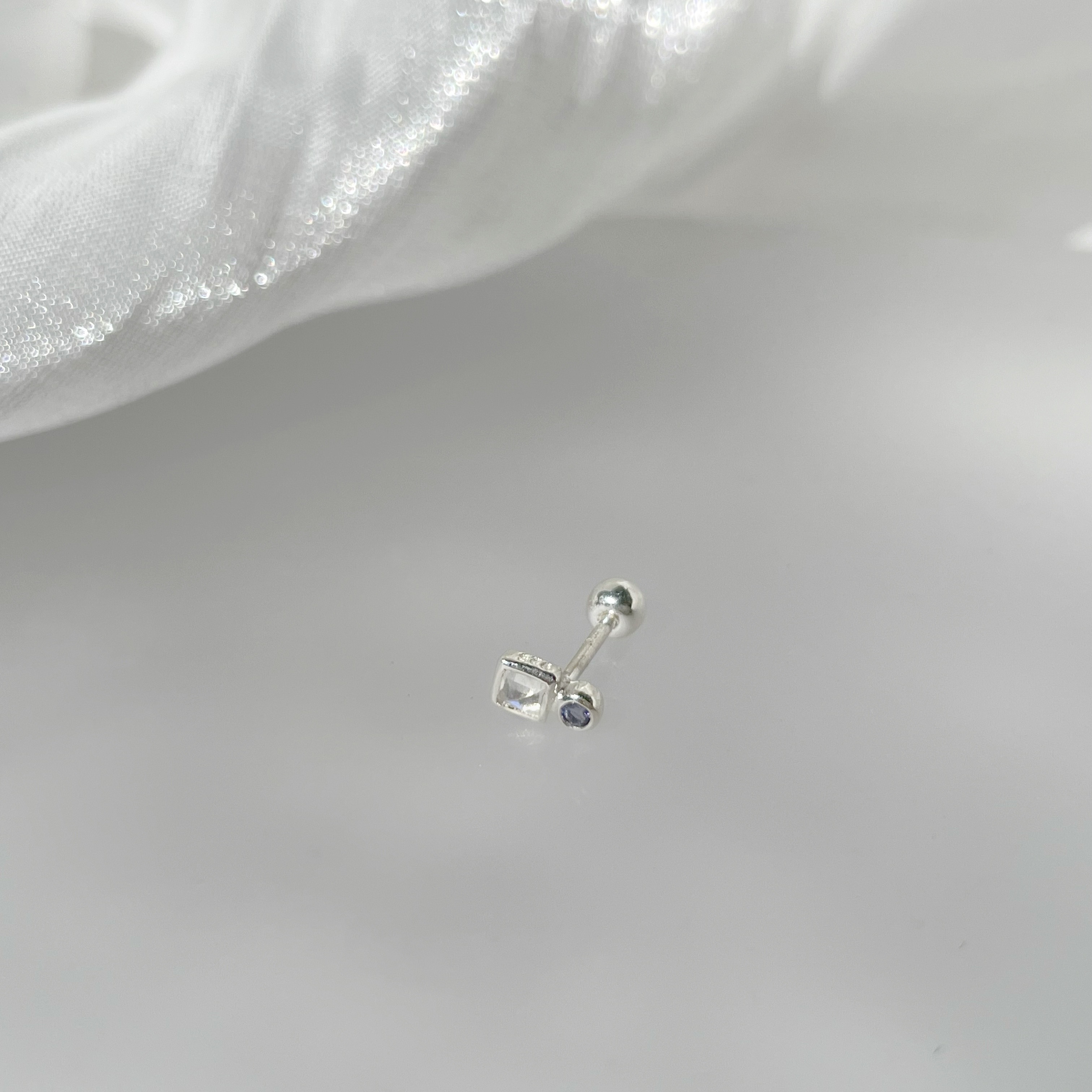 Lego mini方圓月光堇青石轉珠耳環