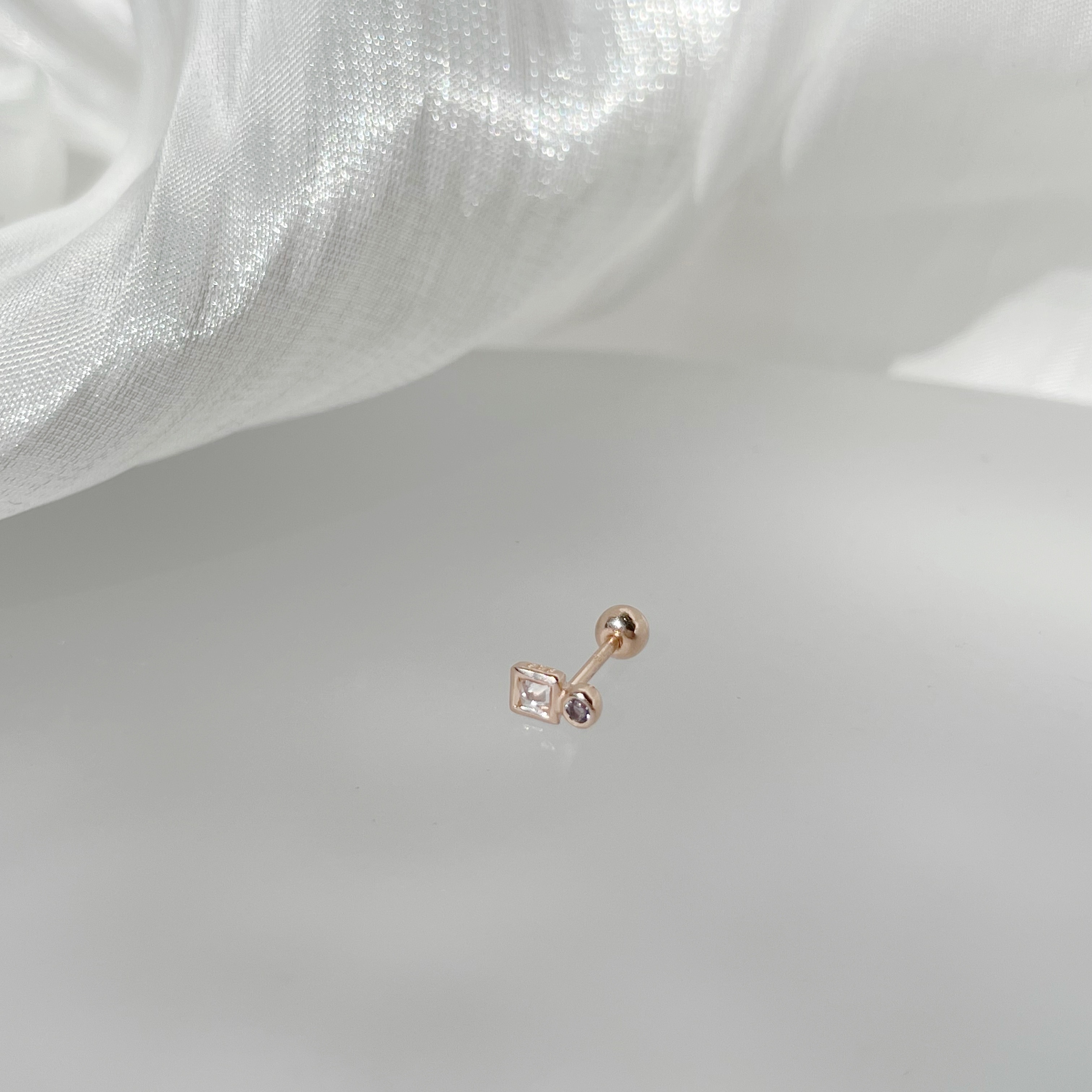 Lego mini方圓月光堇青石轉珠耳環