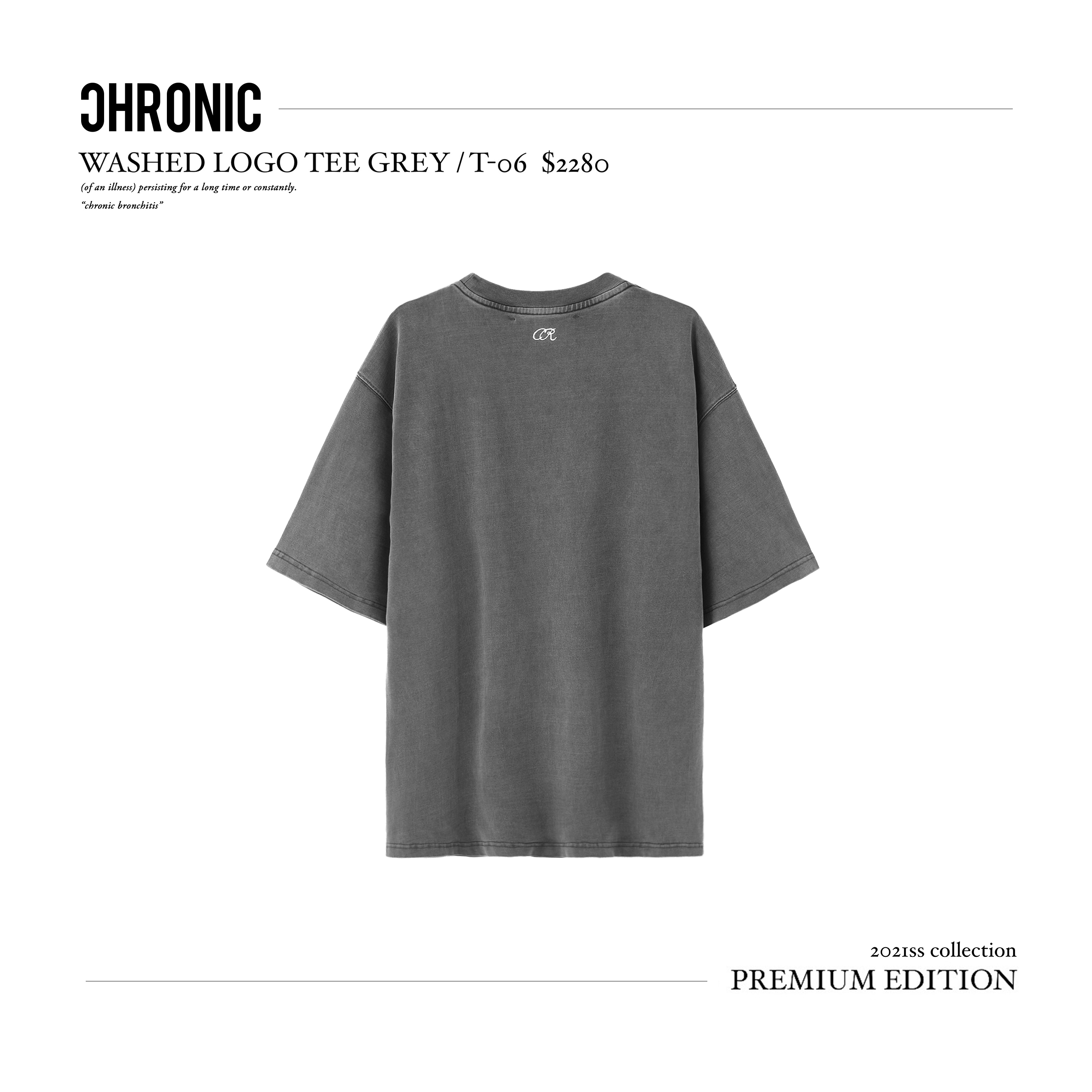 WASHED LOGO TEE GREY / T-06