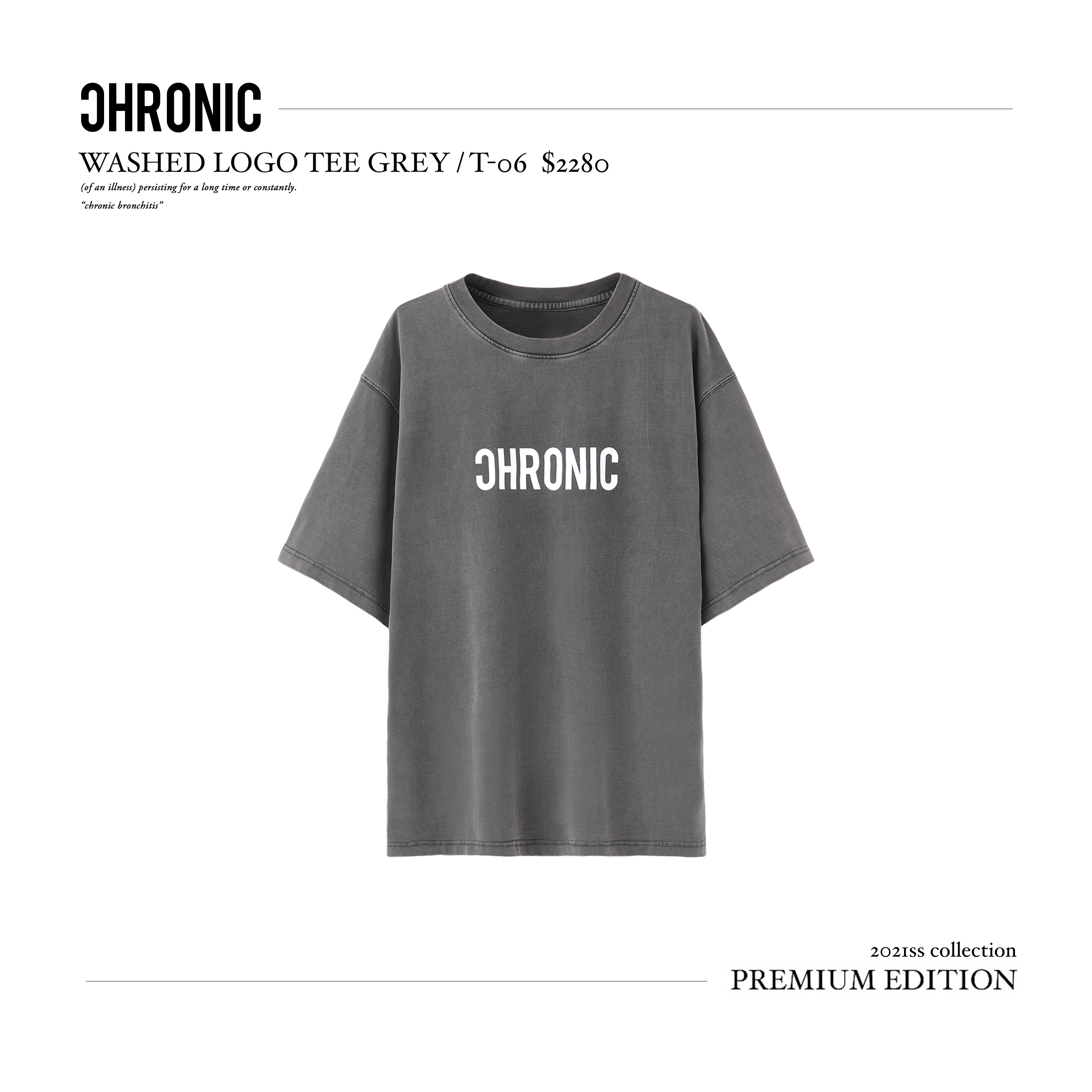 WASHED LOGO TEE GREY / T-06