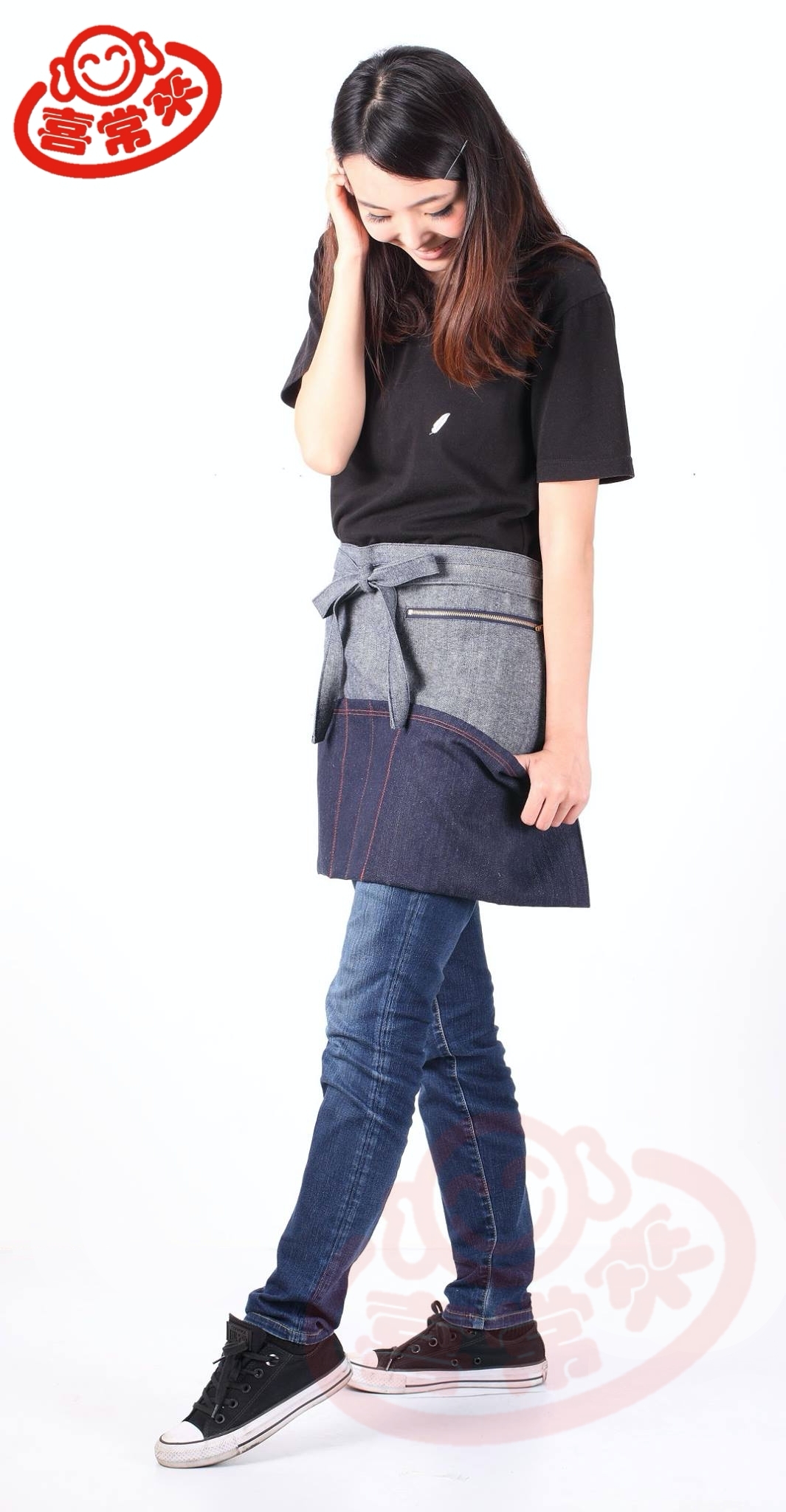 #9262 牛仔造型四口半身圍裙