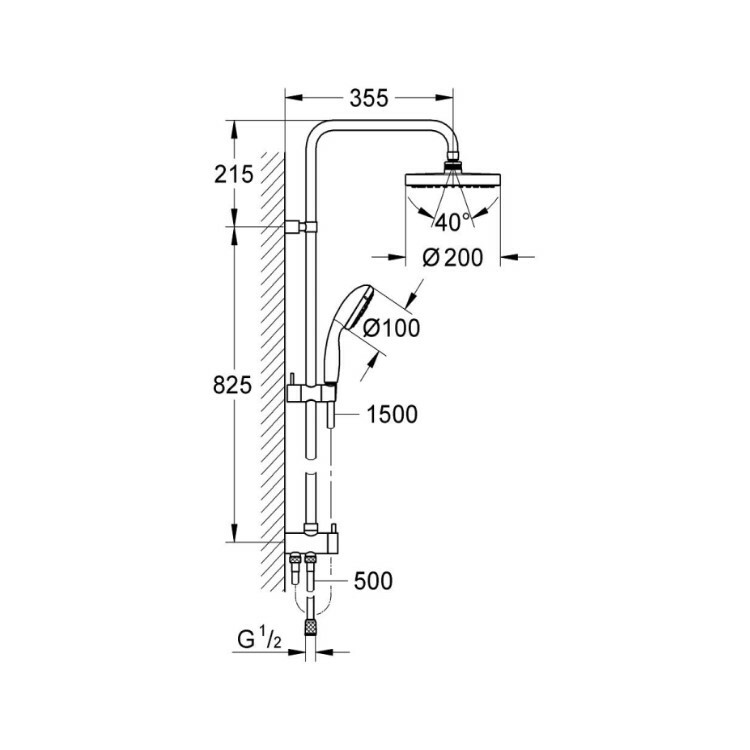 GROHE｜TEMPESTA 200 淋浴花灑組 (鉻色) 27389000