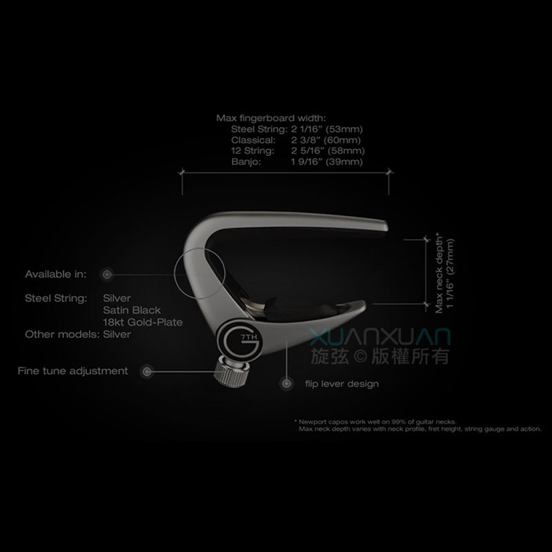 G7th G7th Capo Newport系列移調夾 6弦專用 銀色 第 5 張圖片｜三峽吉他 / Bass