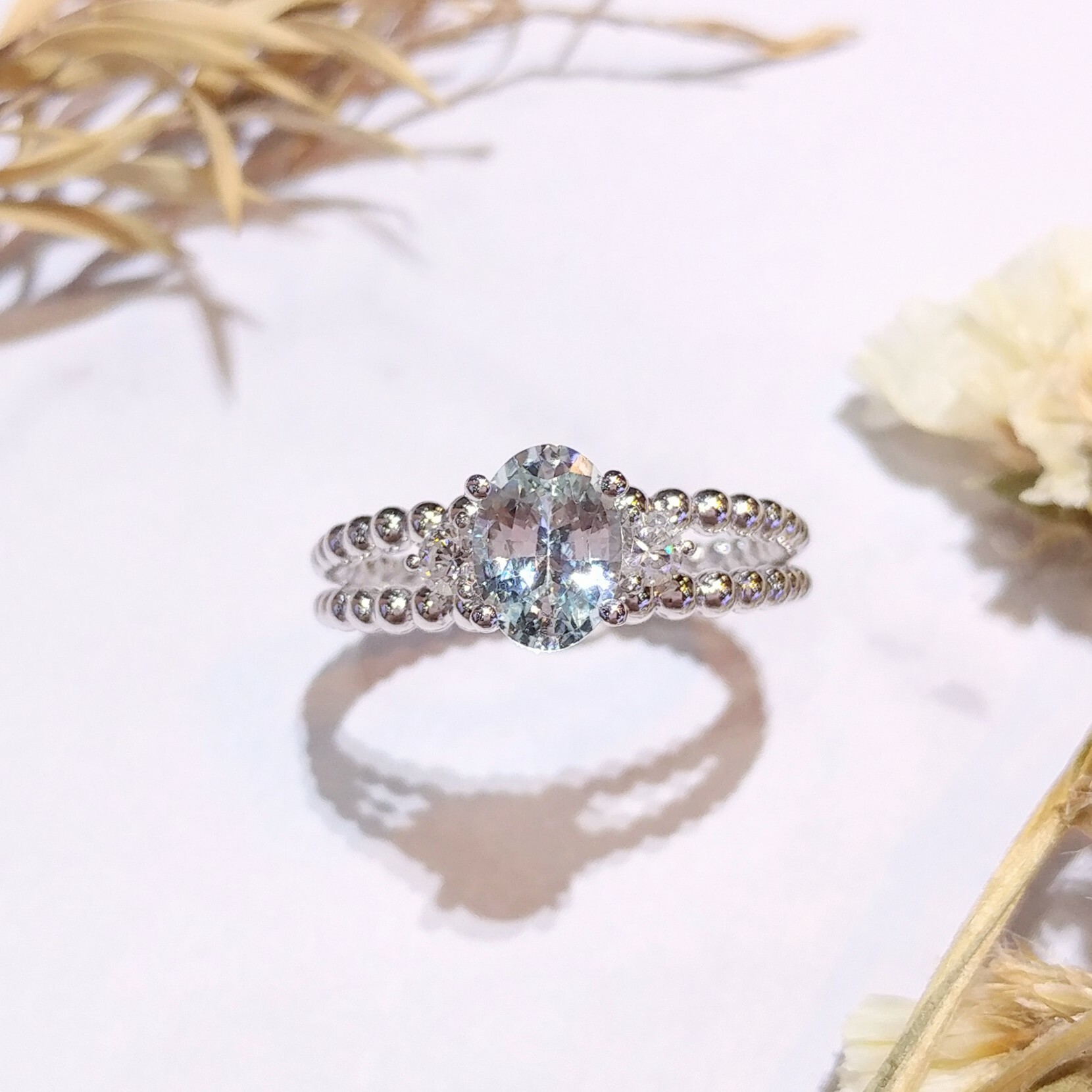 18K White Gold 0.91ct Sapphire and Diamond Ring