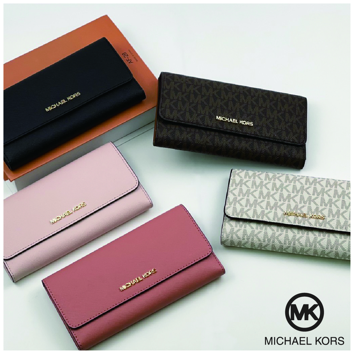 Michael Kors MK 防刮皮革 多卡層 三折翻蓋長夾