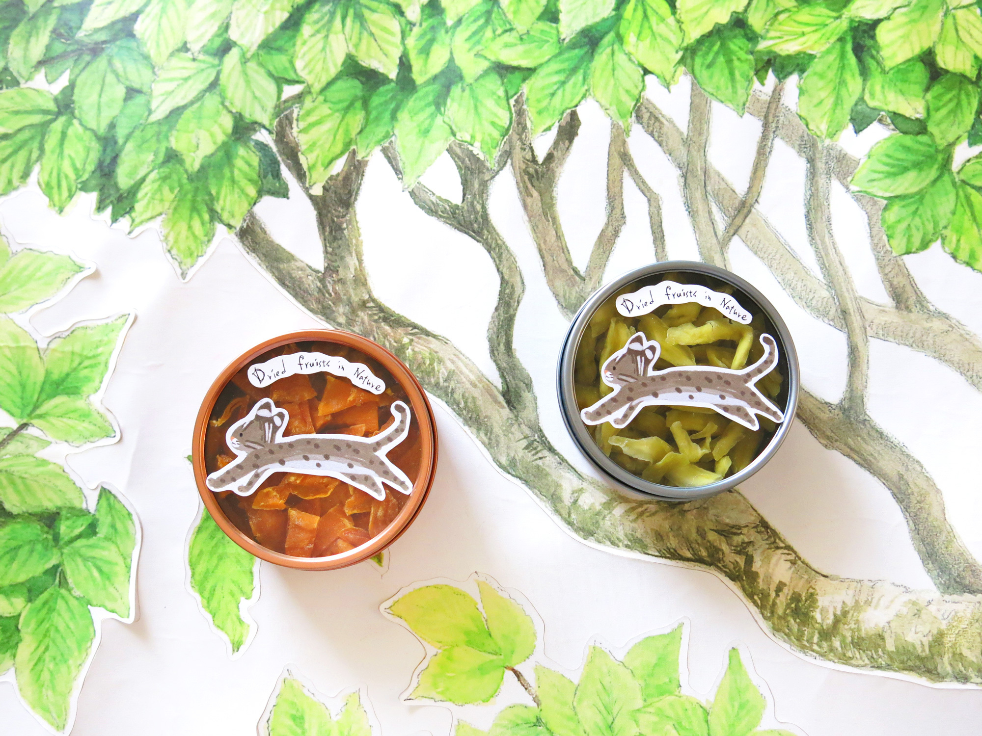 花石虎款金屬小圓盒小巧水果乾