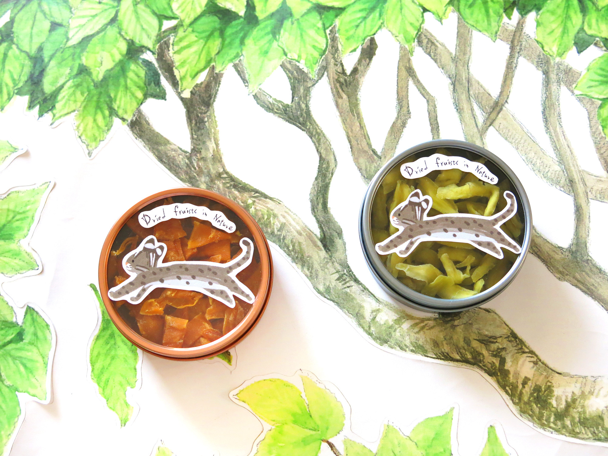 花石虎款金屬小圓盒小巧水果乾