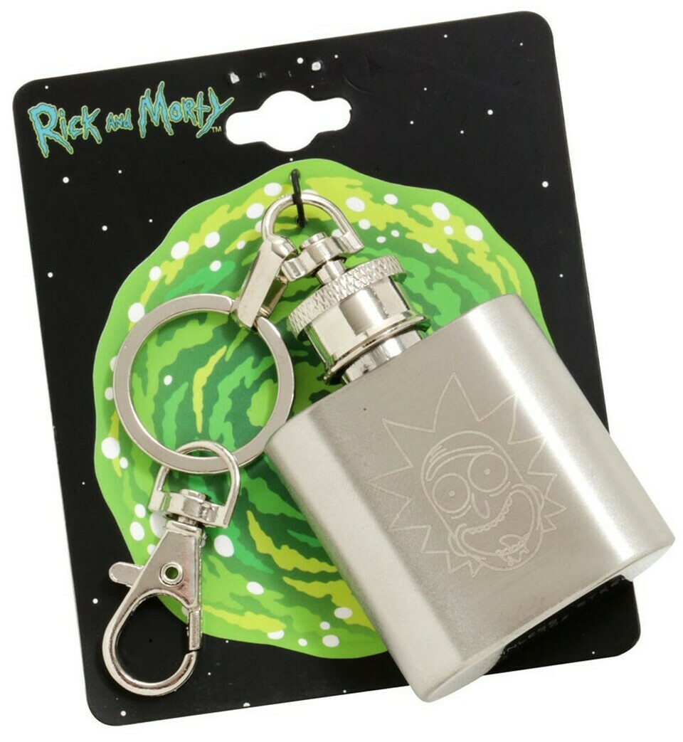 Rick and Morty 不鏽鋼酒壺與鑰匙圈吊飾 / 威士忌壺 / 隨身瓶 / 瑞克和莫蒂
