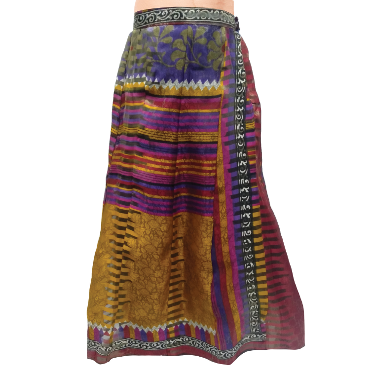 Women Multicolour Banaras Wide Flair Skirt SKT001