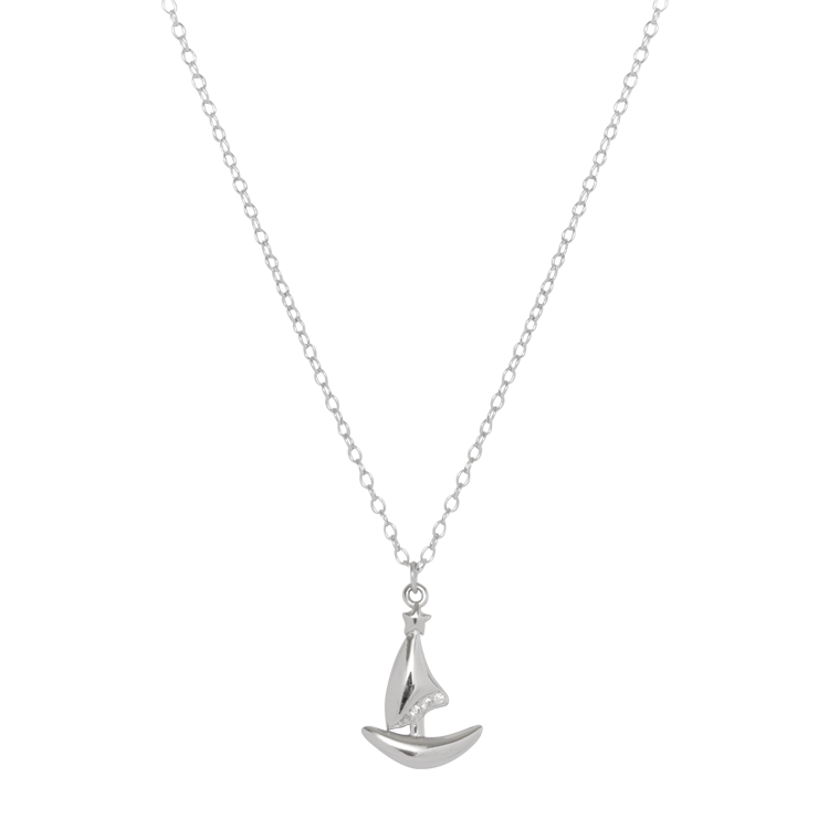 純銀對鍊，情侶項鍊 閃耀鑲鑽帆船；只屬於你的避風港（2237女款）