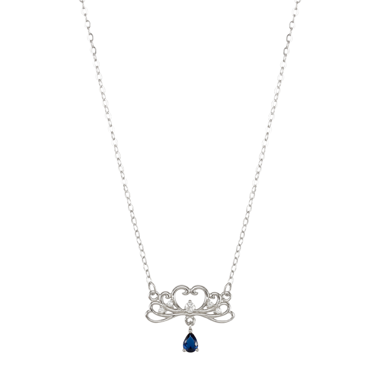 純銀對鍊，情侶項鍊 藍鑽皇冠造型；屬於你的公主（2238女款）