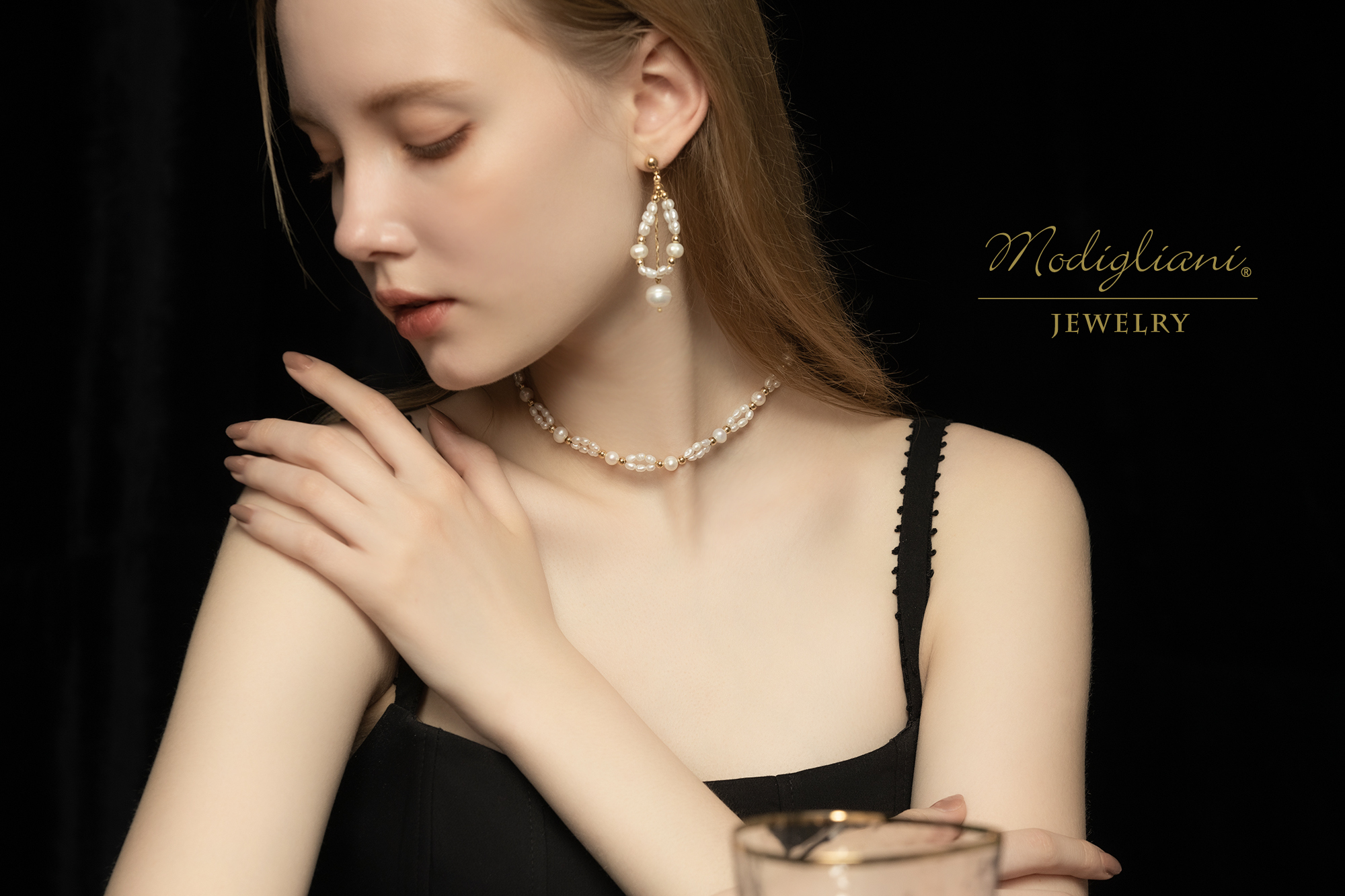 黃銅飾品, 項鍊, 飾品, 黃銅, 鋯石,天然珍珠,氣質,仙女,頸鍊