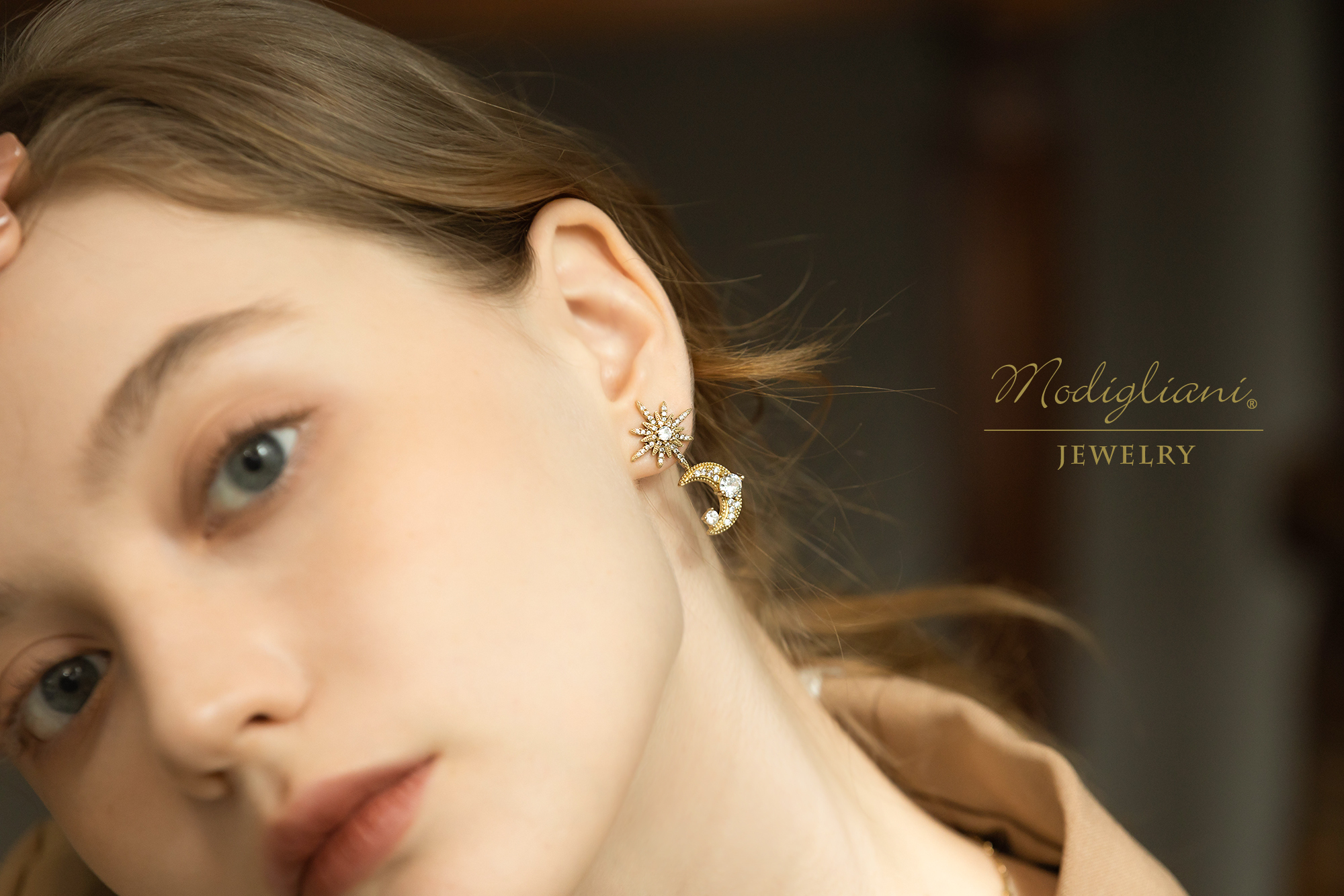 黃銅飾品,黃銅,耳環,貼式耳環,星星,月亮,鋯石,