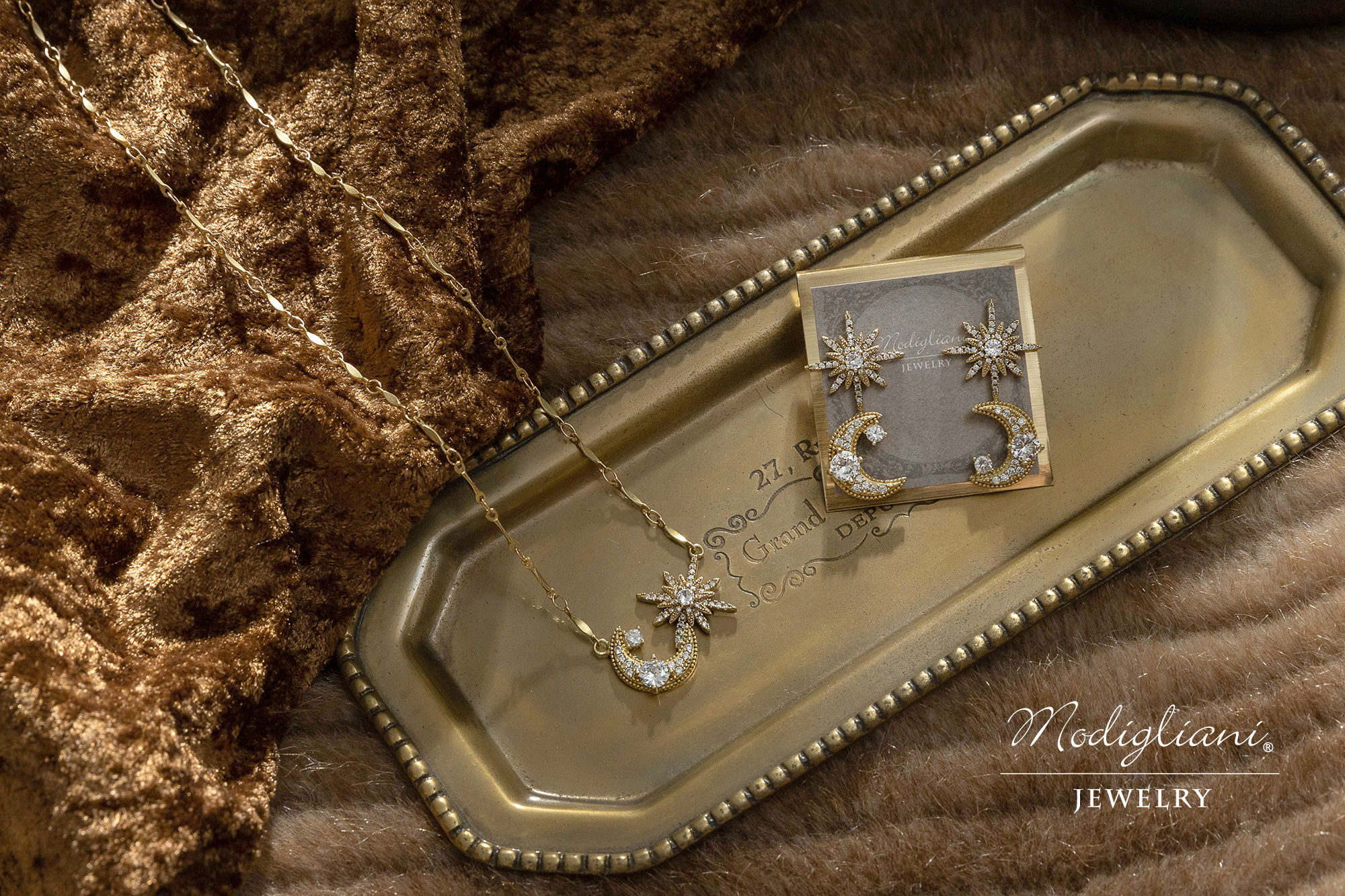 黃銅飾品,黃銅,耳環,貼式耳環,星星,月亮,鋯石,