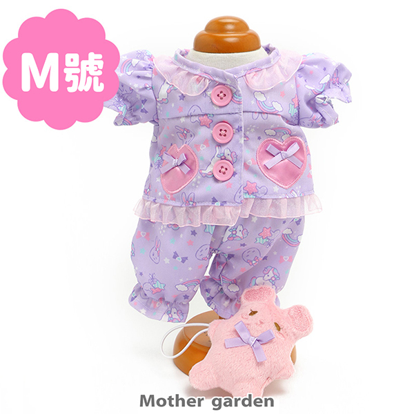 日本Usamomo萌兔桃桃-更衣衣服-睡衣套組 獨角獸 43cm專用(玩偶配件)