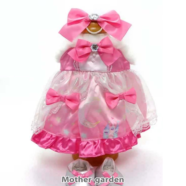 日本Usamomo萌兔桃桃-更衣衣服-套組 蝴蝶結粉裙 43cm專用(玩偶配件)