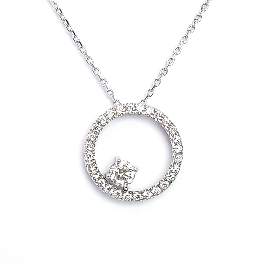 18K白金天然鑽石吊墜