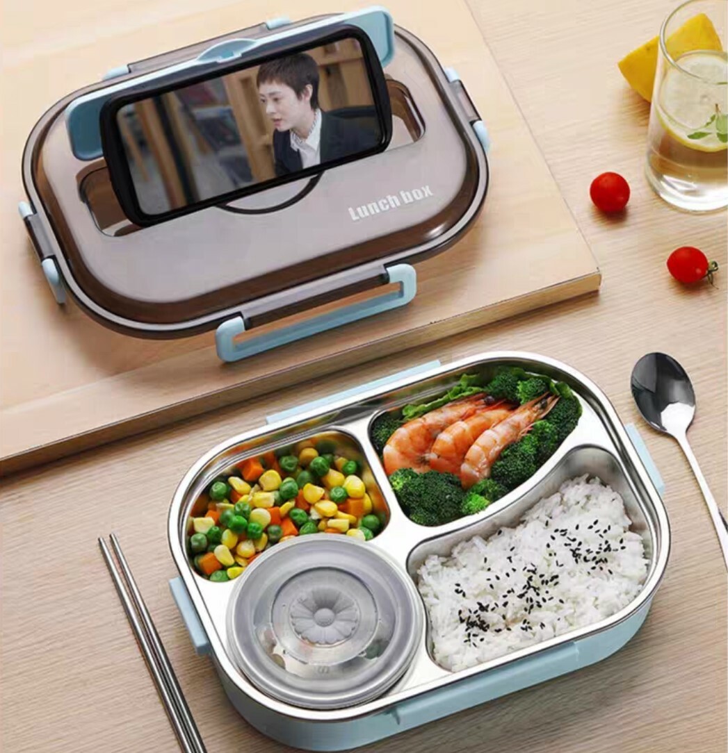 多功能不銹鋼時尚餐盒(附贈餐具)