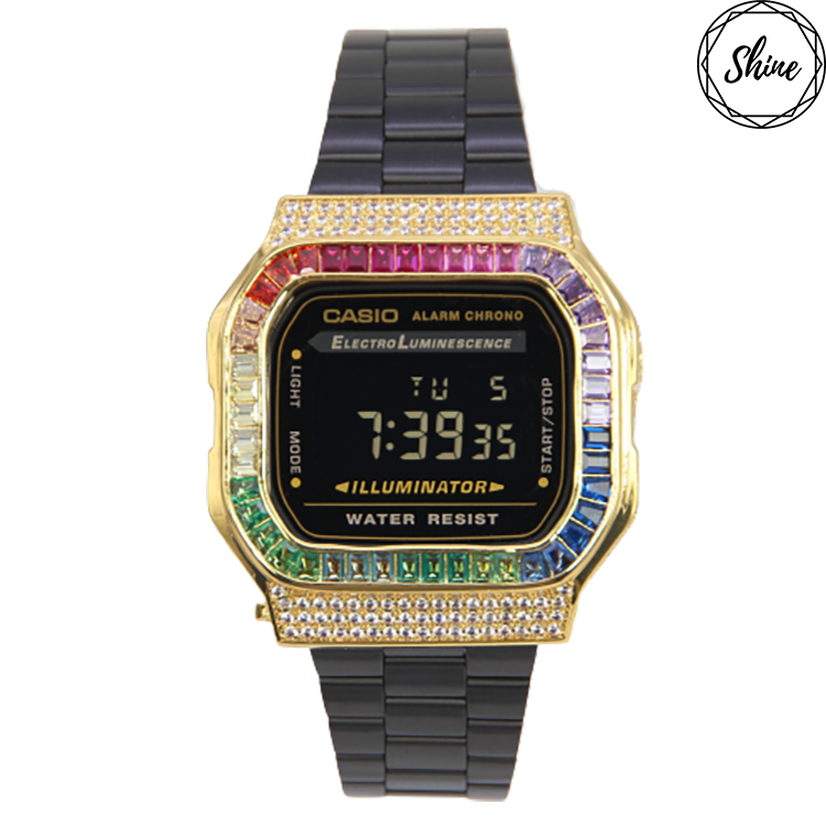 金色 改裝手錶 A168WEGB-1B - 彩虹