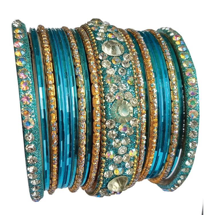 Women Multicolour Trendy Bangle Set With Studded Stone MB1210