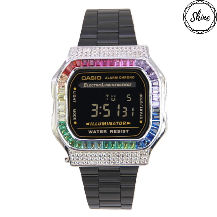 銀色 改裝手錶 A168WEGB-1B - 彩虹