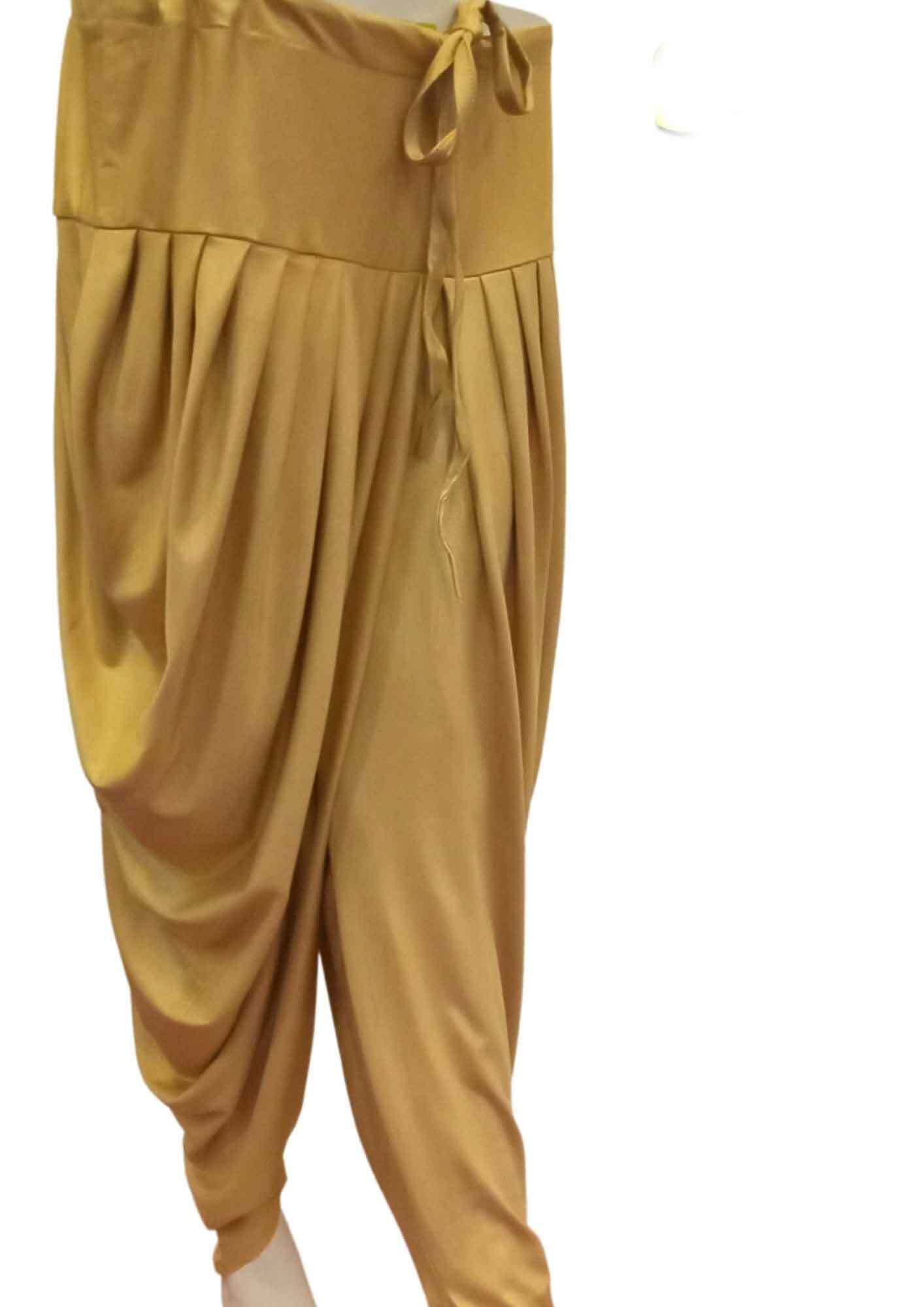 Women Ladies Gold Shimmer String Adjustable Stretchable High Waist Patiala Pant Q1096