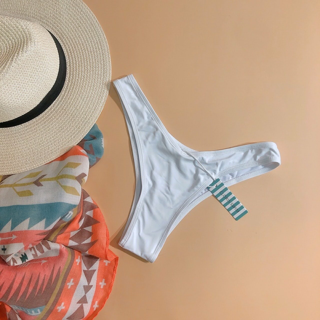 歐美高腰提臀泳褲《褲子》- 白