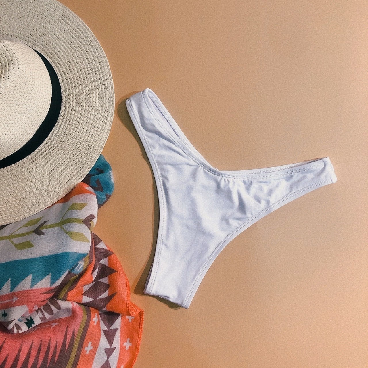 歐美高腰提臀泳褲《褲子》- 白