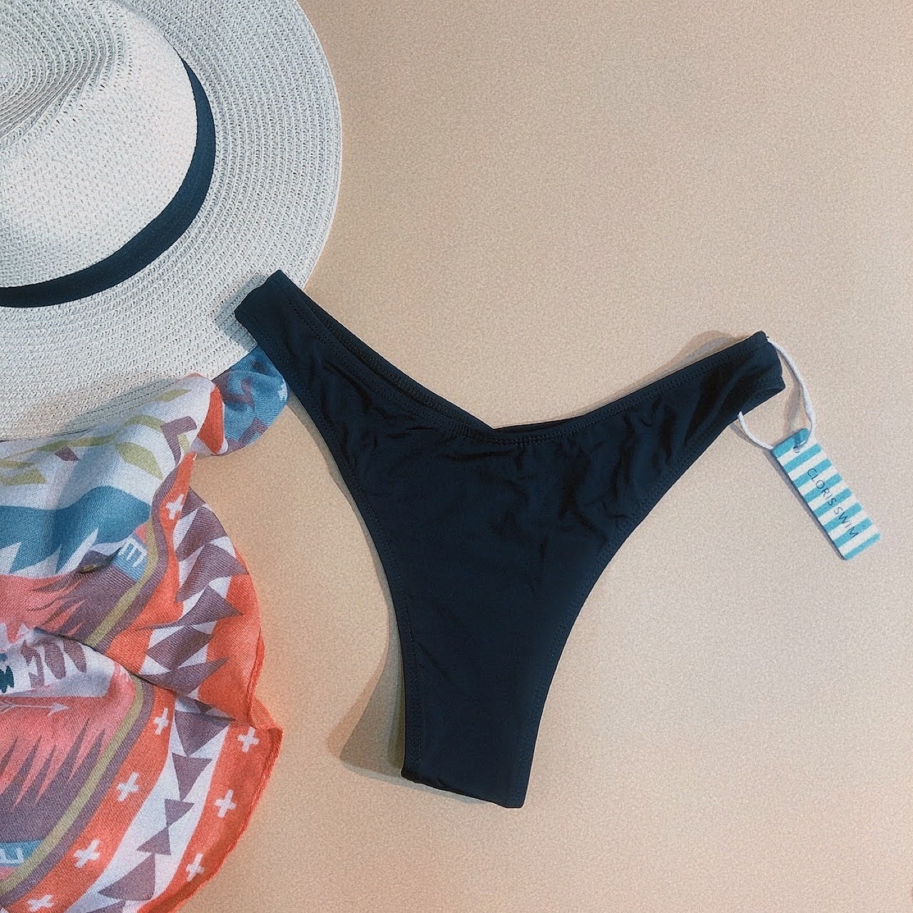 歐美高腰提臀泳褲《褲子》- 黑