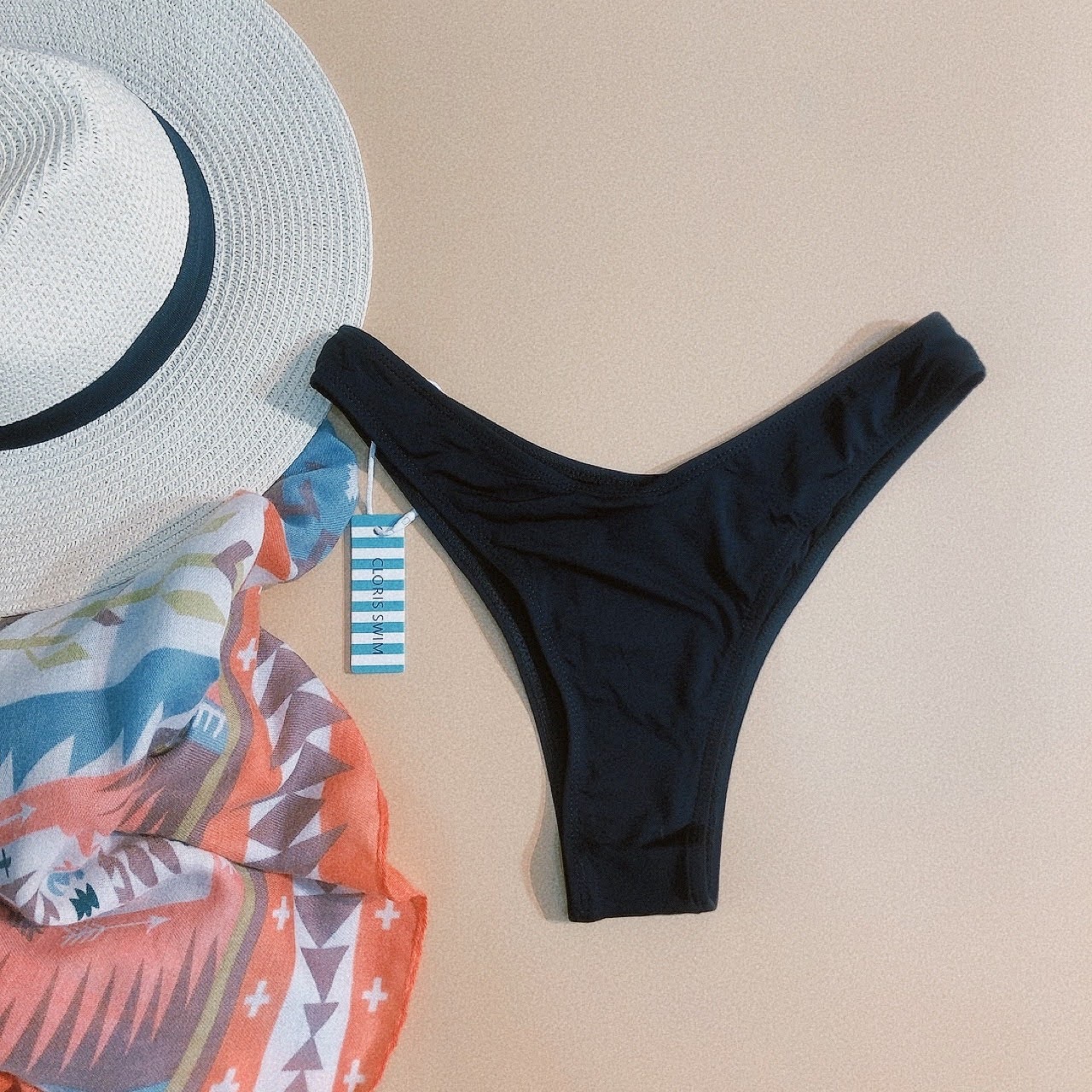 歐美高腰提臀泳褲《褲子》- 黑