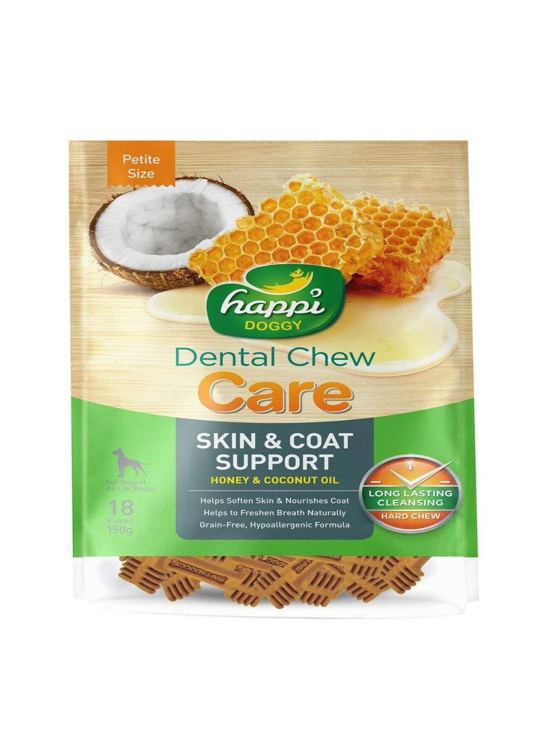 HAPPi DOGGY DENTAL CHEW 护理CARE无谷系列 PETITE SIZE 18支装