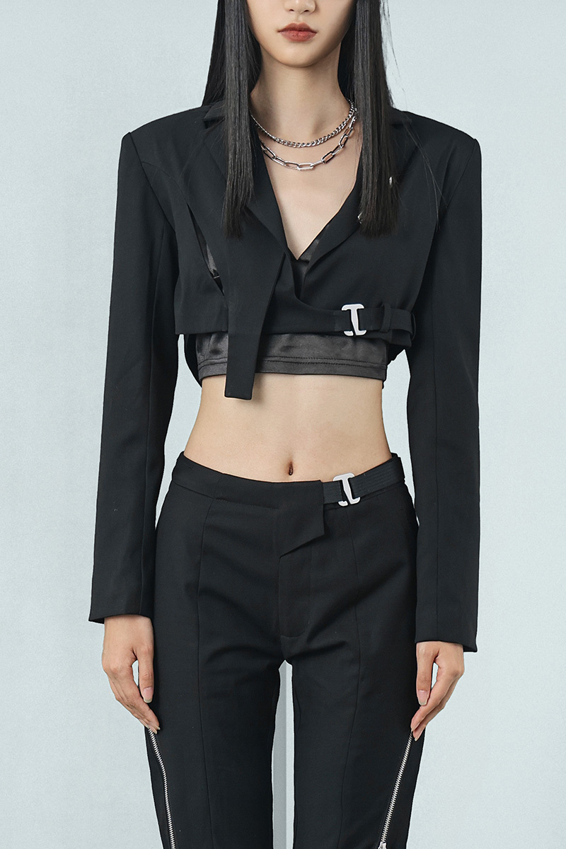 隱蔽者結構短款小西裝外套