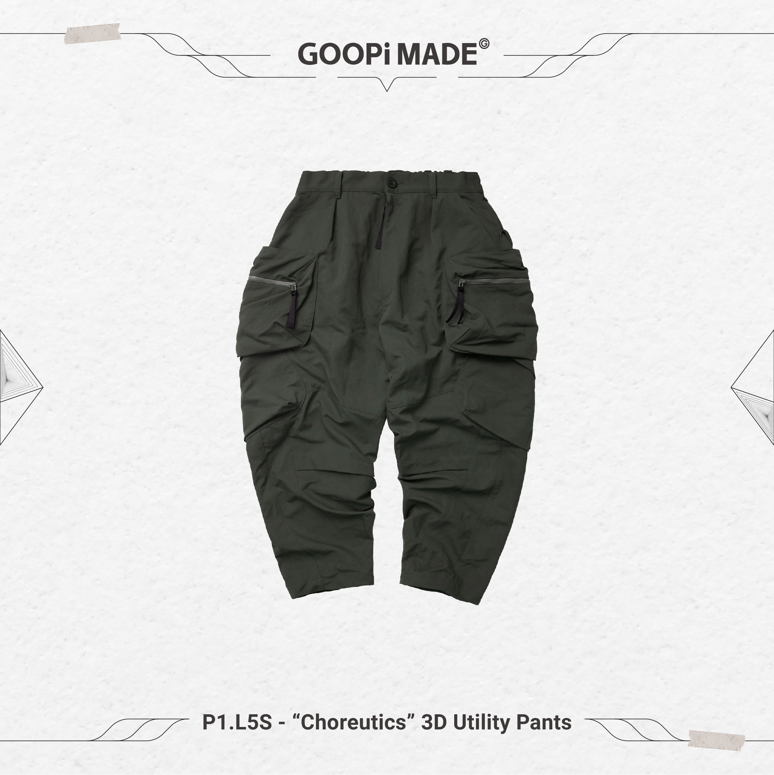 P1.L5S - “Choreutics” 3D Utility Pants - D-Buschgrün