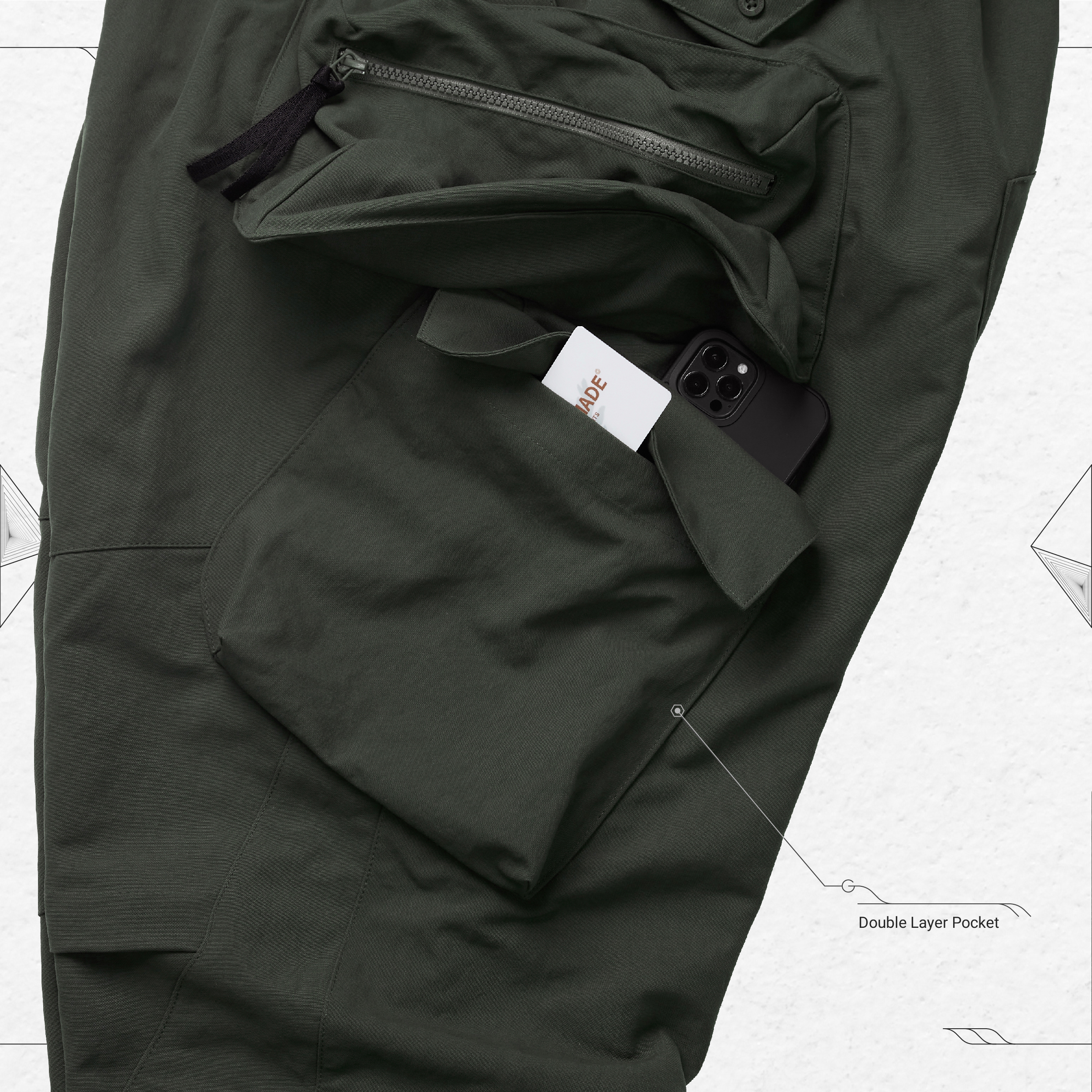 P1.L5S - “Choreutics” 3D Utility Pants - D-Buschgrün