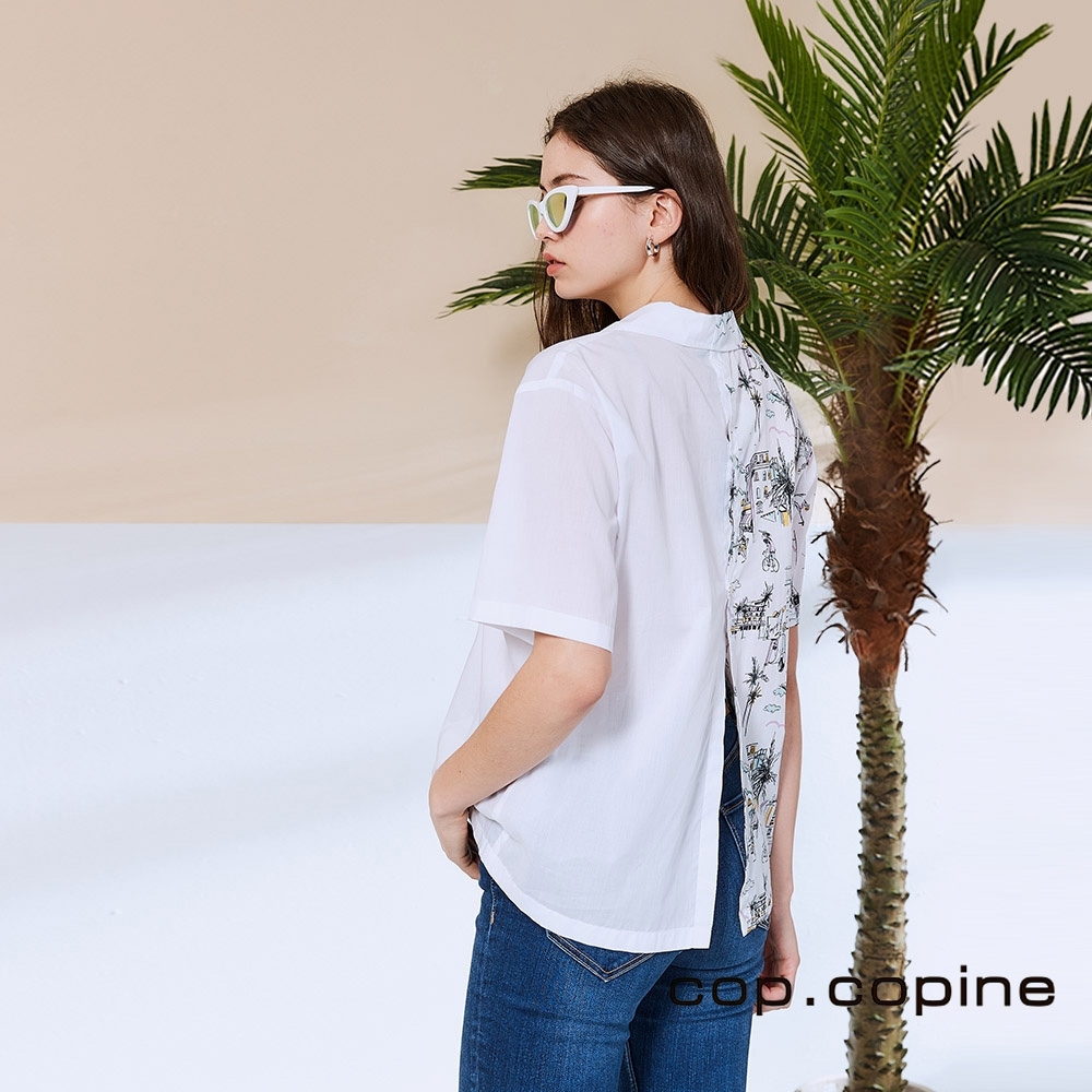 Cop.Copine 法國原裝進口插畫印花後開衩設計造型襯衫