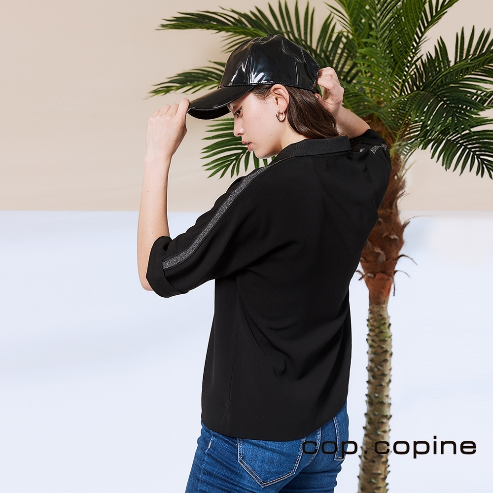 Cop.Copine 法國原裝進口銀飾拉鍊設計造型上衣-曜黑