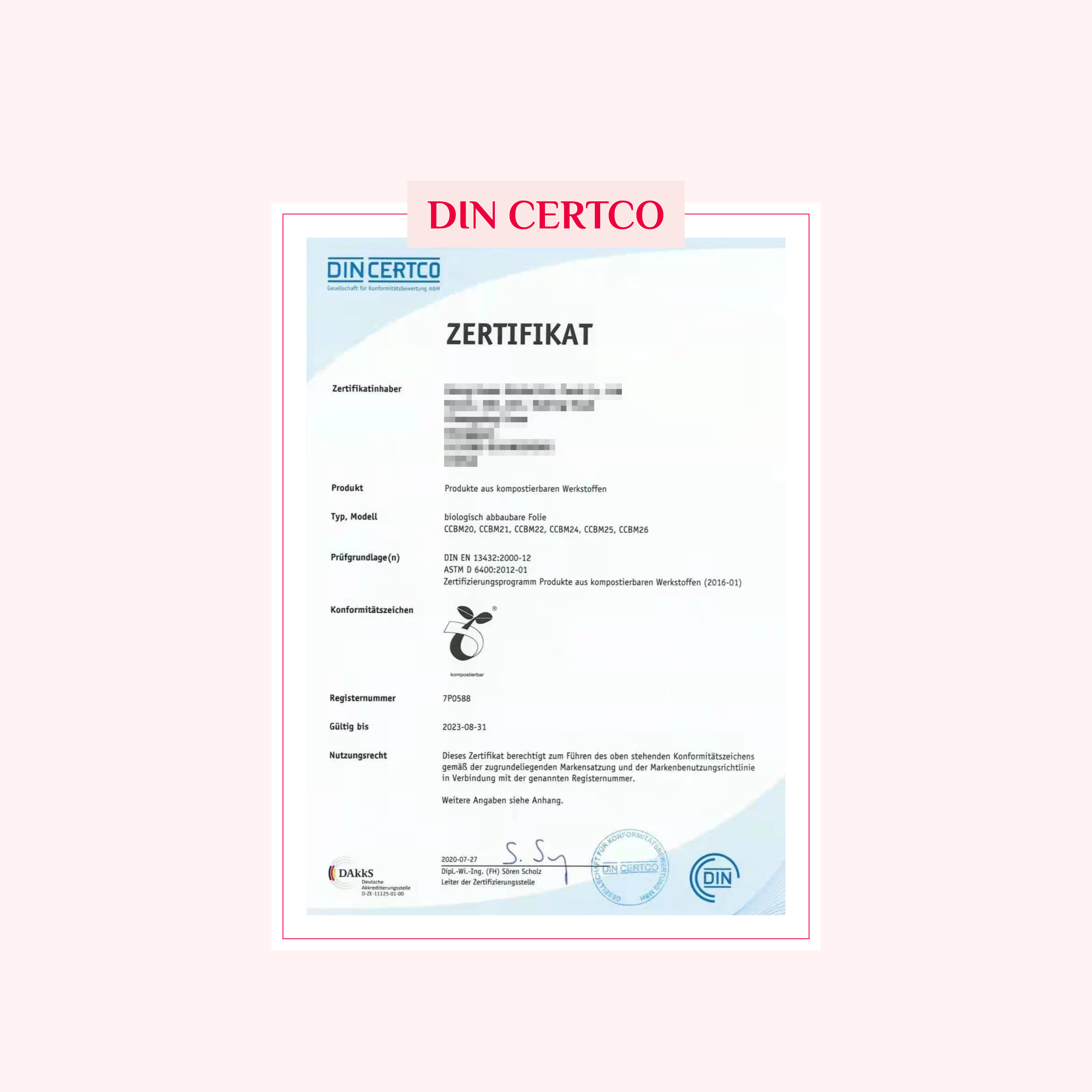 Din certco可生物降解檢測