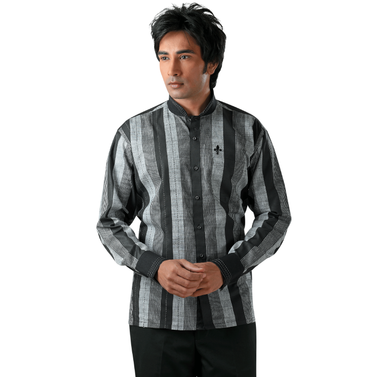 Men Stripes Long Sleeves Kurta Top Shirt D9410