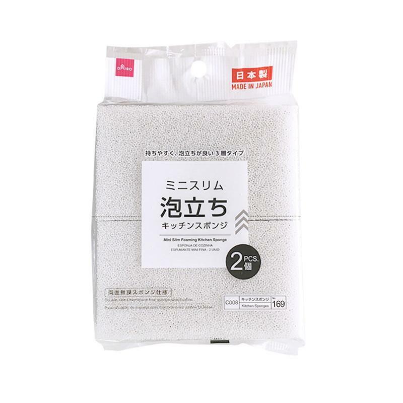 迷你超薄易起泡廚房海綿/白2入