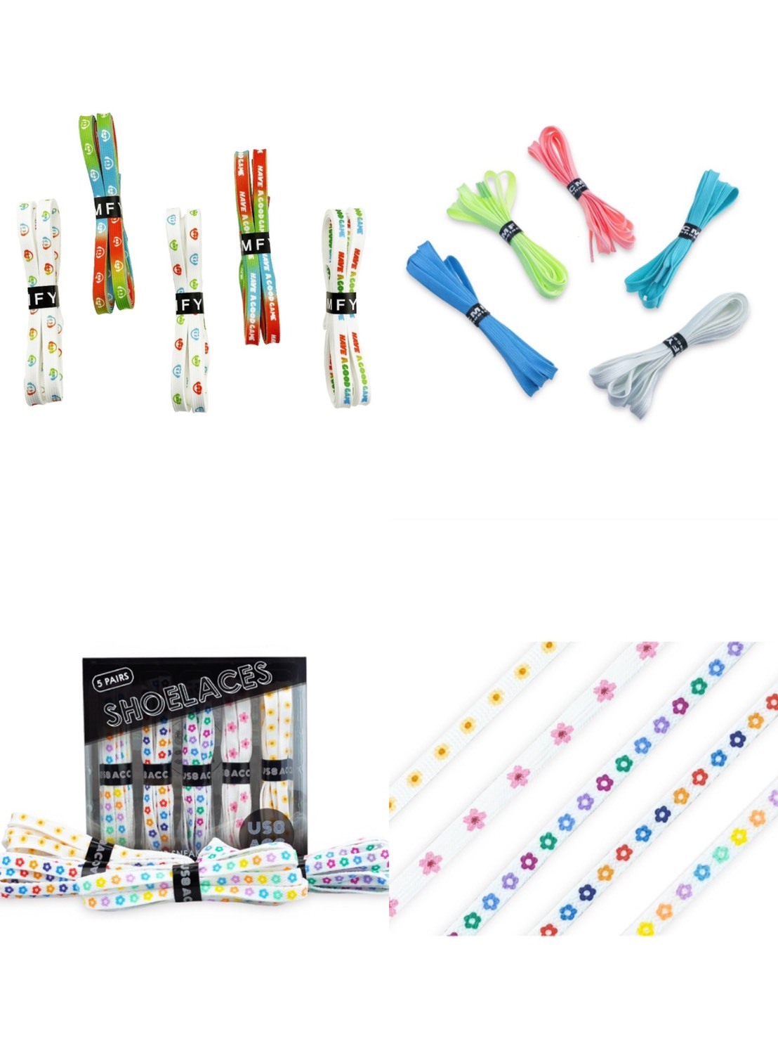 have a good game 白黑橙英文電玩遊戲漸變彩色 電玩像素耳機頭像 /七彩小花雛菊櫻花/夜光 螢光 140cm 一組五個 鞋帶