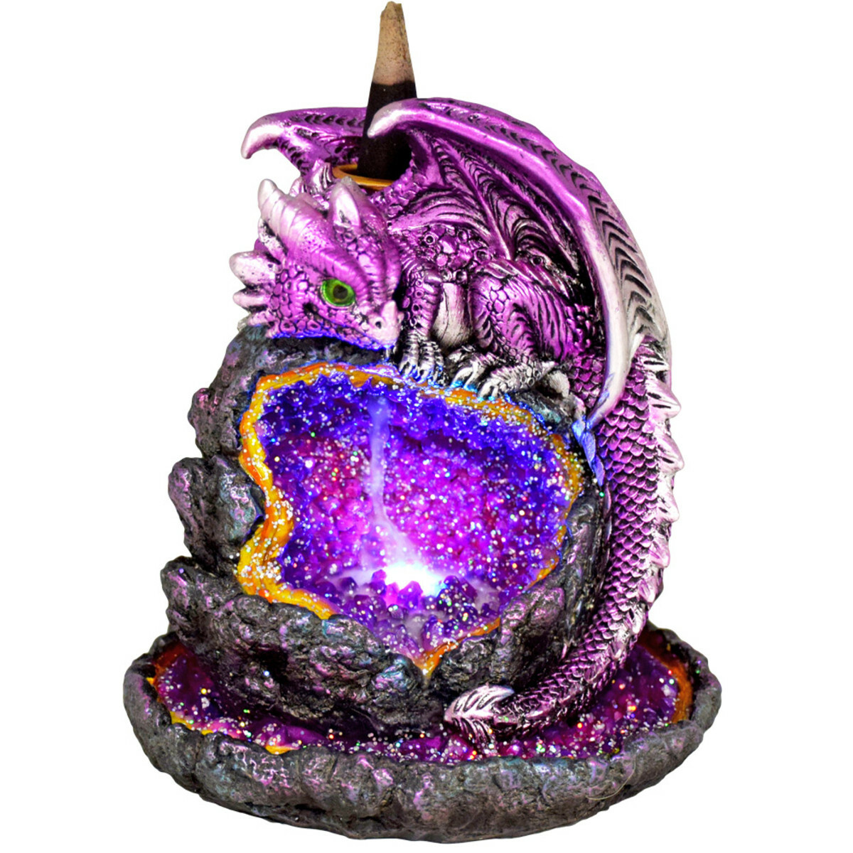 PURPLE DRAGON BACKFLOW INCENSE BURNER W/ LED LIGHTS