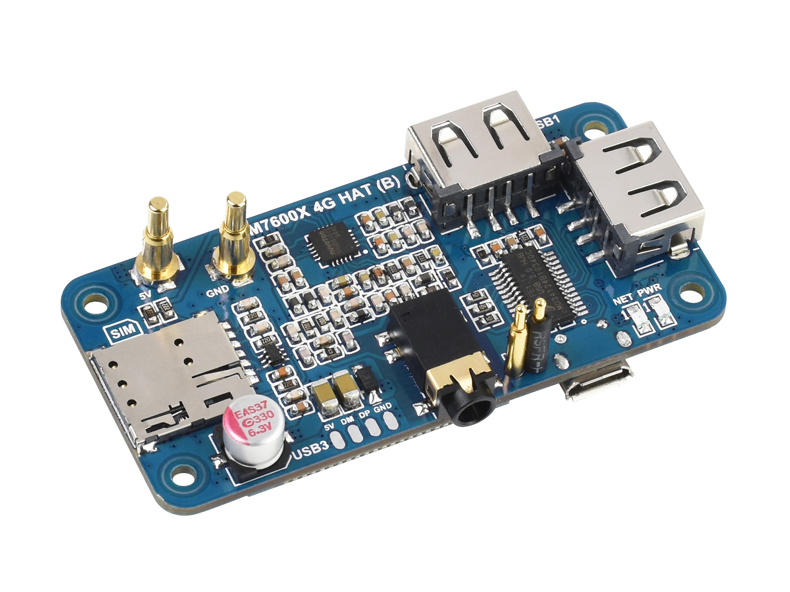 樹莓派 Zero 4G模組擴展板《全球通用版(7600G-H) 》