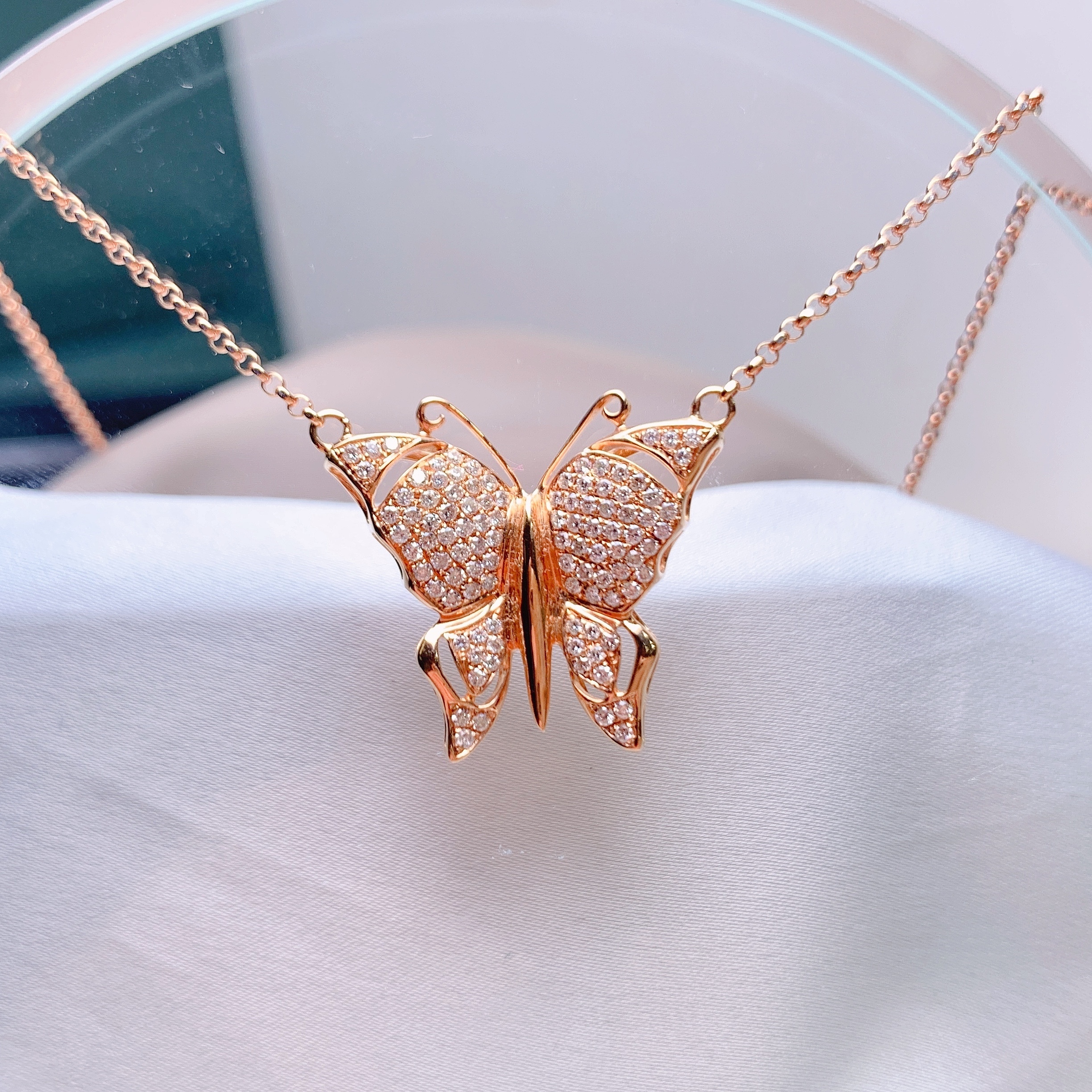 18K 玫瑰金 0.56ct 鑽石項鍊