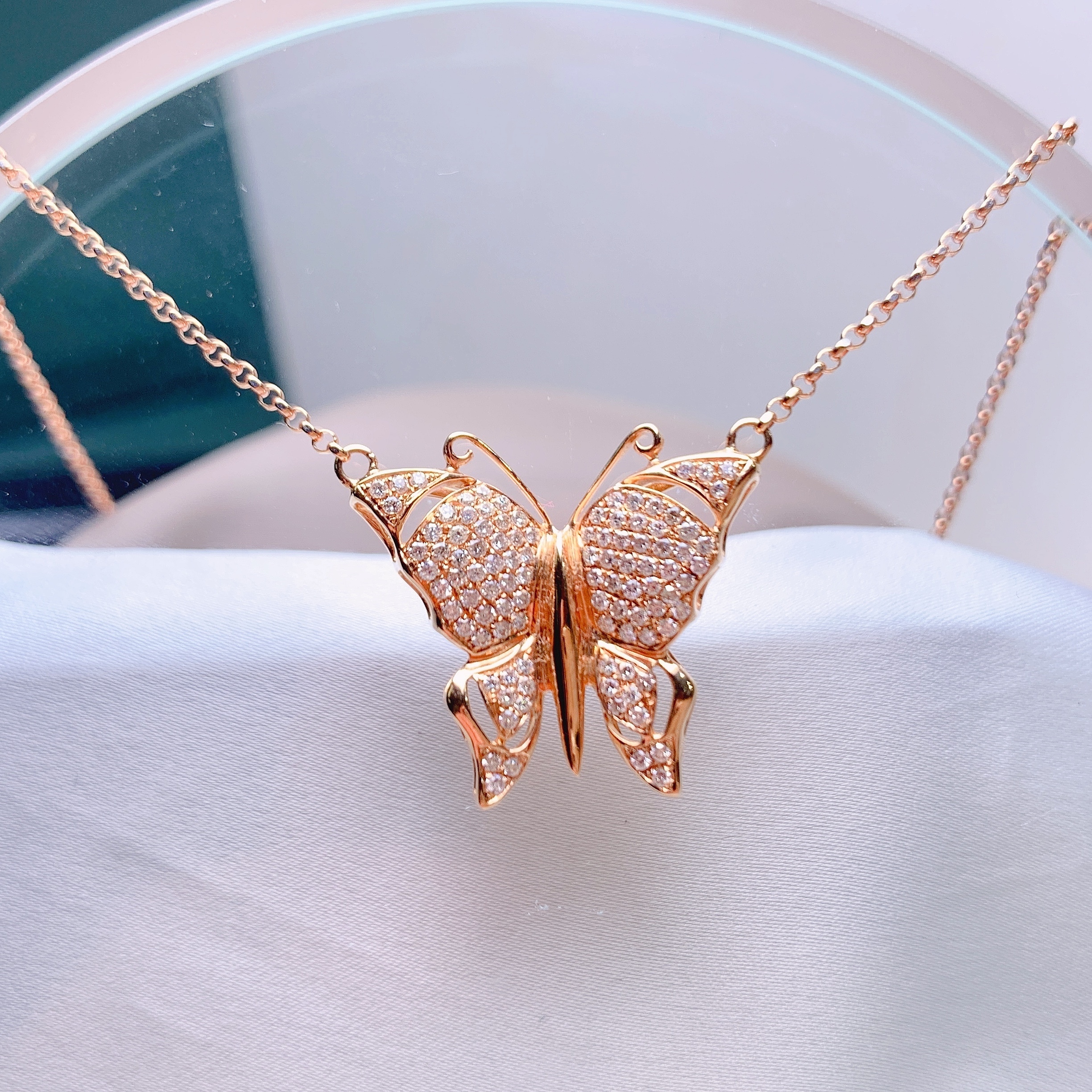 18K 玫瑰金 0.56ct 鑽石項鍊